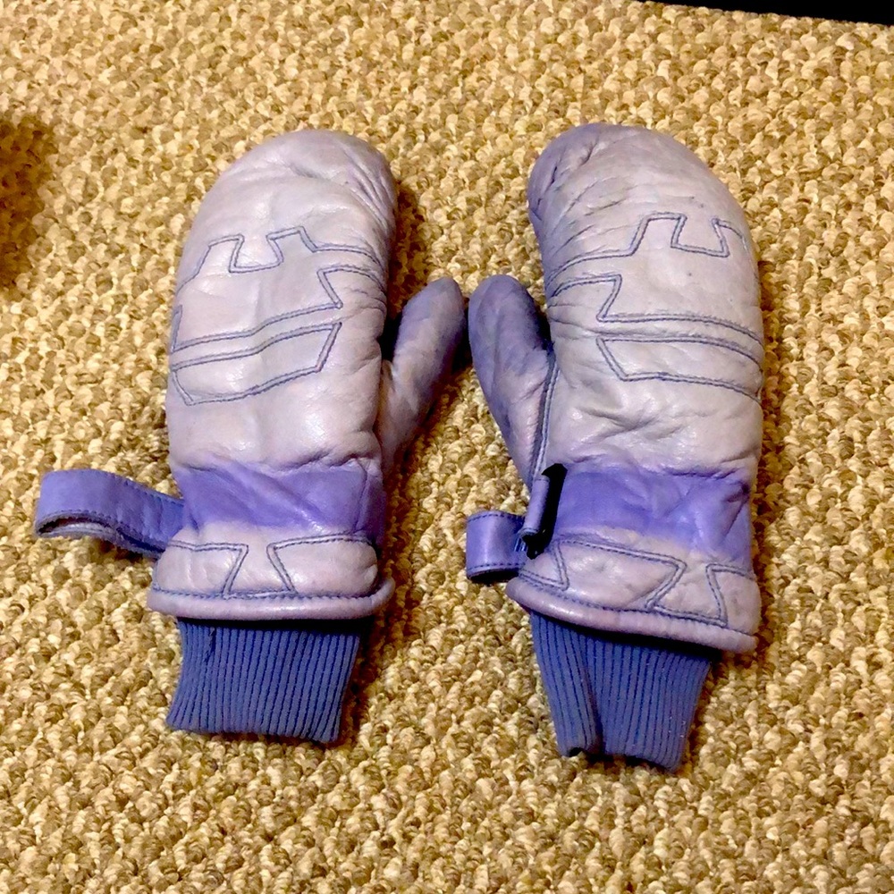 Purple snow mitts